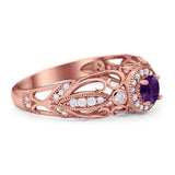 Art Deco Round Natural Stone Filigree Ring