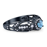Art Deco Round Natural Stone Filigree Ring