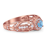 Art Deco Round Natural Stone Filigree Ring