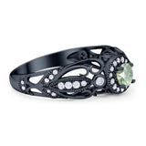 Art Deco Round Natural Stone Filigree Ring
