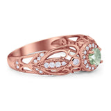 Art Deco Round Natural Stone Filigree Ring