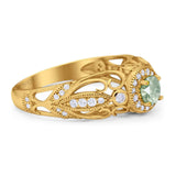 Art Deco Round Natural Stone Filigree Ring