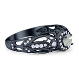 Art Deco Round Natural Stone Filigree Ring