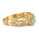 Art Deco Round Natural Stone Filigree Ring