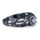 Art Deco Round Natural Stone Filigree Ring