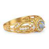 Art Deco Round Natural Stone Filigree Ring