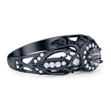 Art Deco Round Natural Stone Filigree Ring