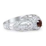 Art Deco Round Natural Stone Filigree Ring