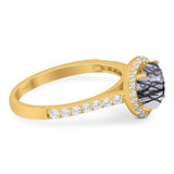 Art Deco Round Natural Stone Ring