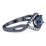 Infinity Oval Natural Stone Evil Eye Halo Ring