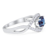 Infinity Oval Natural Stone Evil Eye Halo Ring