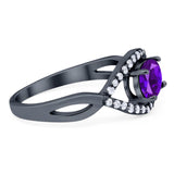 Infinity Oval Natural Stone Evil Eye Halo Ring
