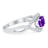 Infinity Oval Natural Stone Evil Eye Halo Ring