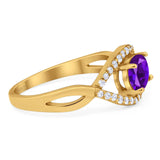 Infinity Oval Natural Stone Evil Eye Halo Ring