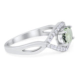 Infinity Oval Natural Stone Evil Eye Halo Ring