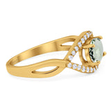 Infinity Oval Natural Stone Evil Eye Halo Ring