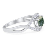 Infinity Oval Natural Stone Evil Eye Halo Ring