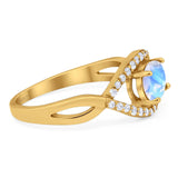 Infinity Oval Natural Stone Evil Eye Halo Ring