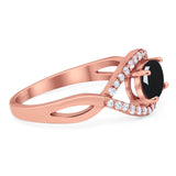 Infinity Oval Natural Stone Evil Eye Halo Ring