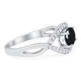 Infinity Oval Natural Stone Evil Eye Halo Ring