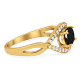 Infinity Oval Natural Stone Evil Eye Halo Ring