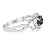 Infinity Oval Natural Stone Evil Eye Halo Ring