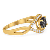 Infinity Oval Natural Stone Evil Eye Halo Ring