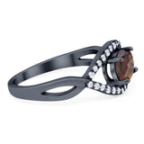 Infinity Oval Natural Stone Evil Eye Halo Ring