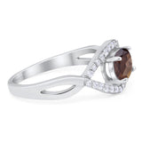 Infinity Oval Natural Stone Evil Eye Halo Ring