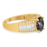 Art Deco Oval Natural Stone Cocktail Ring