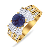 Art Deco Round Natural Stone Cocktail Ring