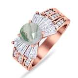 Art Deco Round Natural Stone Cocktail Ring