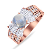 Art Deco Round Natural Stone Cocktail Ring