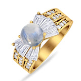 Art Deco Round Natural Stone Cocktail Ring