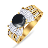 Art Deco Round Natural Stone Cocktail Ring