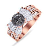 Art Deco Round Natural Stone Cocktail Ring