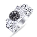 Art Deco Round Natural Stone Cocktail Ring