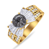 Art Deco Round Natural Stone Cocktail Ring