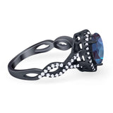 Art Deco Oval Natural Stone Twisted Ring
