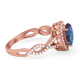 Art Deco Oval Natural Stone Twisted Ring