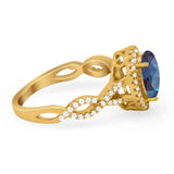 Art Deco Oval Natural Stone Twisted Ring