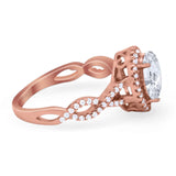 Art Deco Oval Natural Stone Twisted Ring