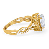 Art Deco Oval Natural Stone Twisted Ring