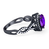 Art Deco Oval Natural Stone Twisted Ring