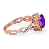 Art Deco Oval Natural Stone Twisted Ring
