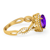 Art Deco Oval Natural Stone Twisted Ring