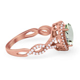 Art Deco Oval Natural Stone Twisted Ring