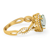 Art Deco Oval Natural Stone Twisted Ring