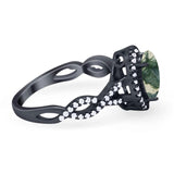 Art Deco Oval Natural Stone Twisted Ring