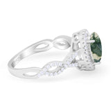 Art Deco Oval Natural Stone Twisted Ring